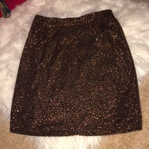 Oh Polly Bronze Bejeweled Bodycon Skirt